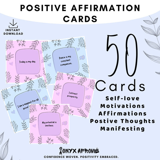 Positive Affirmation Cards - Pink And Blue Vines