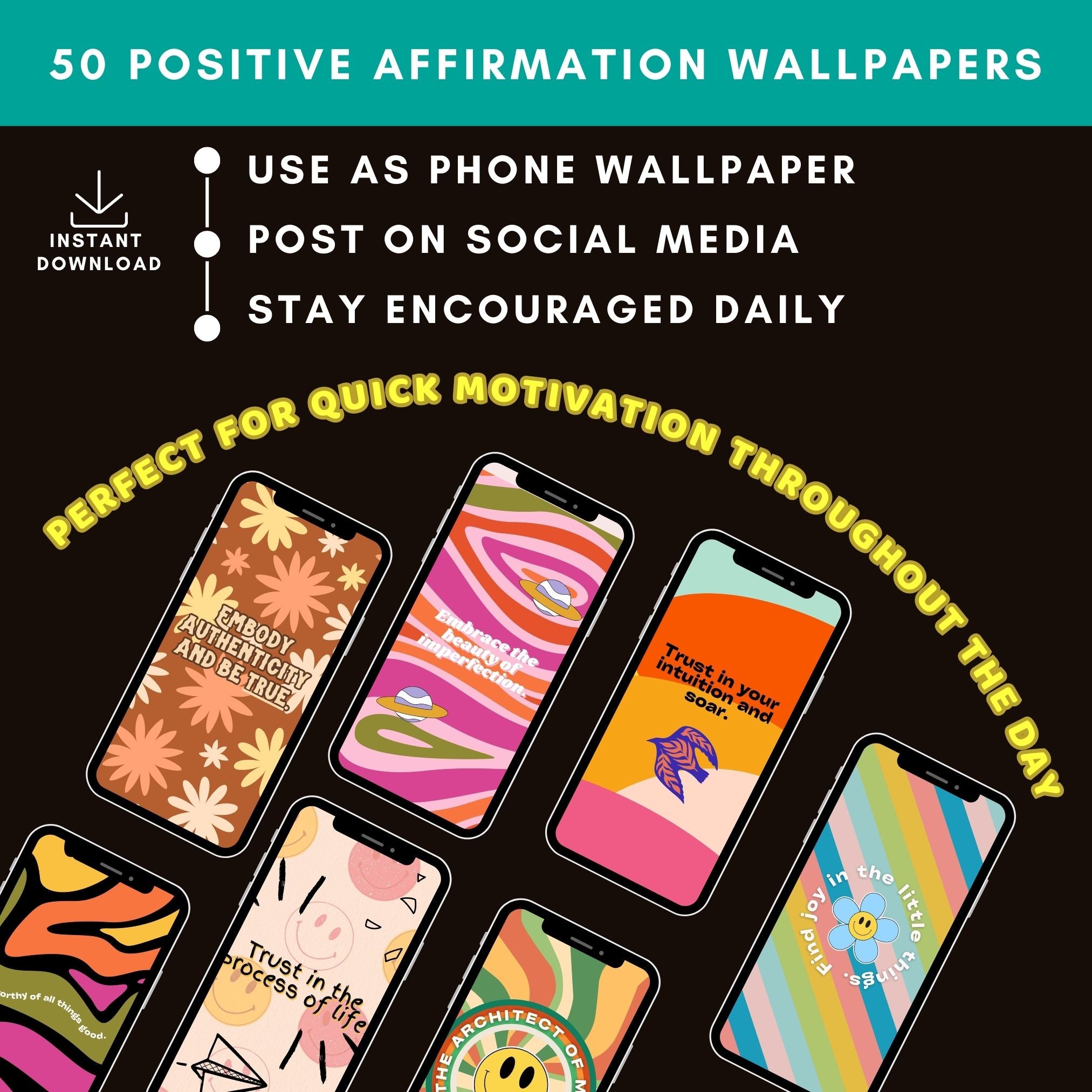 Positive Inspirational Quote / Affirmation Desktop Wallpapers & Backgrounds  Pack of 9 Instant Download - Etsy